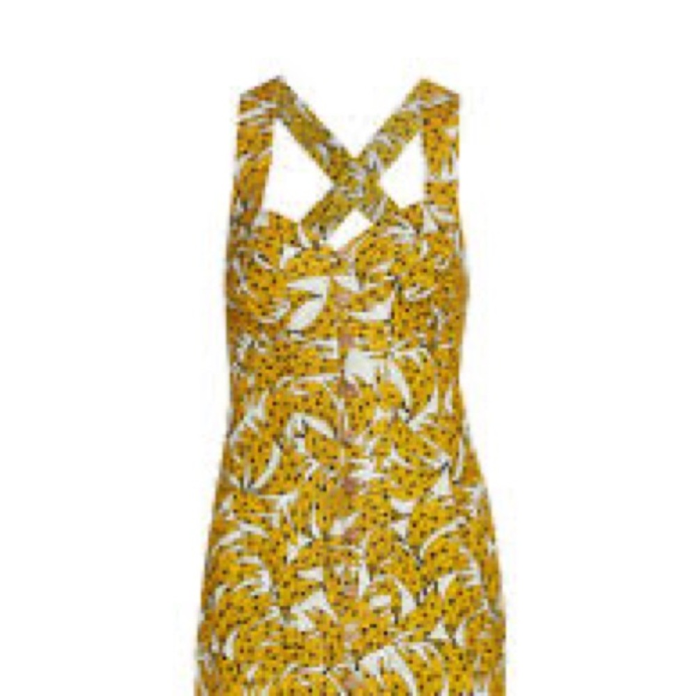 FARM Rio Linen Banana Print Yellow and White Mini Dress - Picture 3 of 15